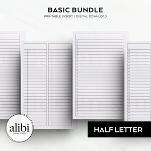 Half Letter Basic Printable Planner Inserts Bundle - Grid Paper Dot ...