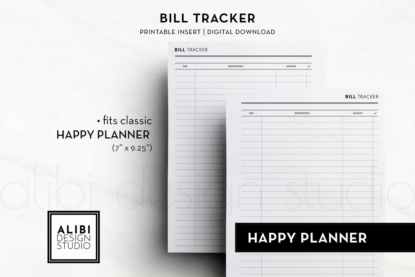 Happy Planner HP Classic Bill Tracker Monthly Bill Printable | Etsy