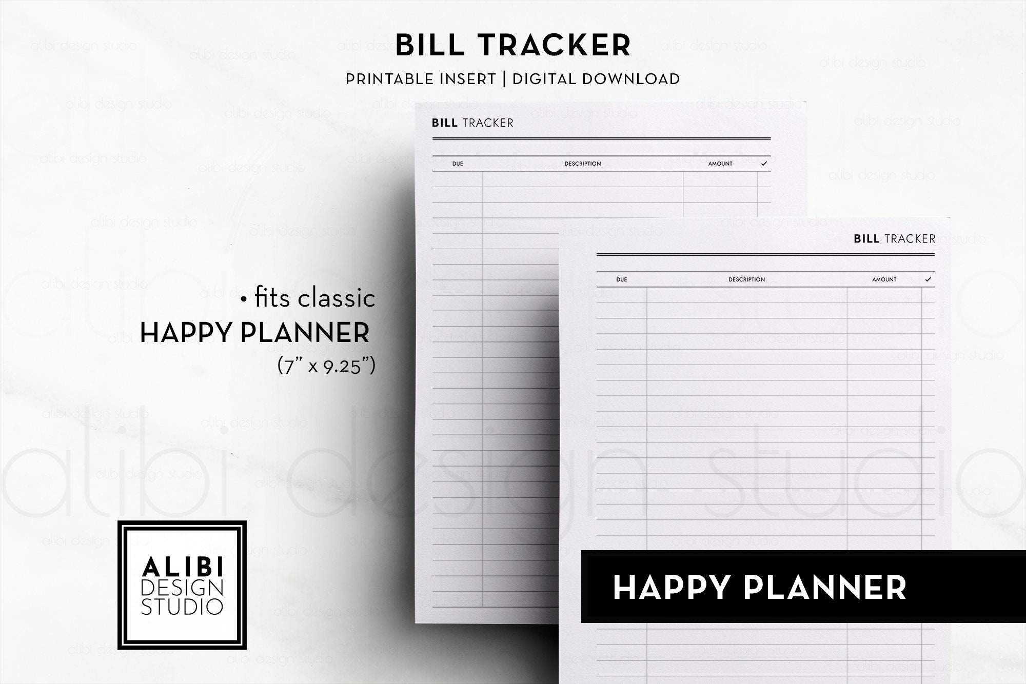 Happy Planner HP Classic Bill Tracker Monthly Bill Printable | Etsy