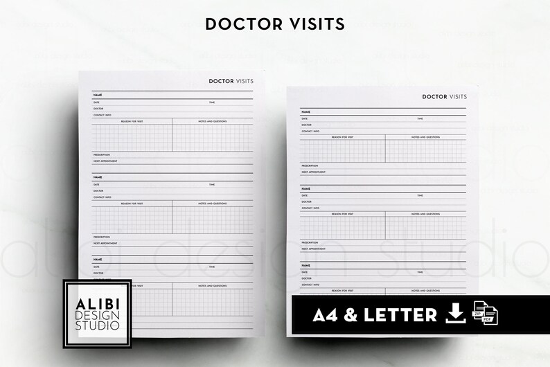 A4 Letter Doctor Visits Health Planner Health Record Medical Printable Insert 画像 2