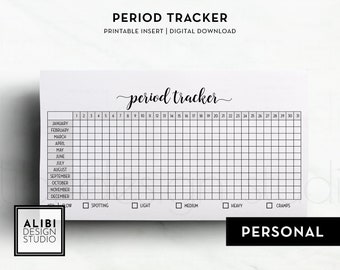 Persönlicher Periodentracker Menstruationszyklus druckbare Planereinlage Monatliches Gesundheitsjournal druckbarer Periodenkalender Jährliche Übersicht