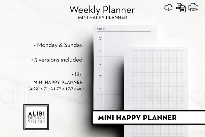 HP MINI Weekly Planner Weekly Overview Week on One Page MINI - Etsy