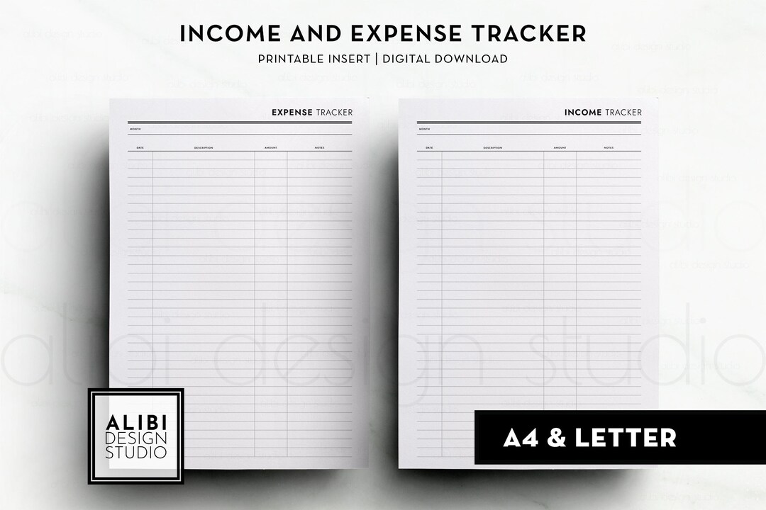 A4 and US Letter Size, Budget Planner Expense Tracker Income Tracker ...