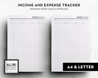 A4 and US Letter Size, Budget Planner Expense Tracker Income Tracker Financial Planner Spending Tracker Printable Planner Inserts