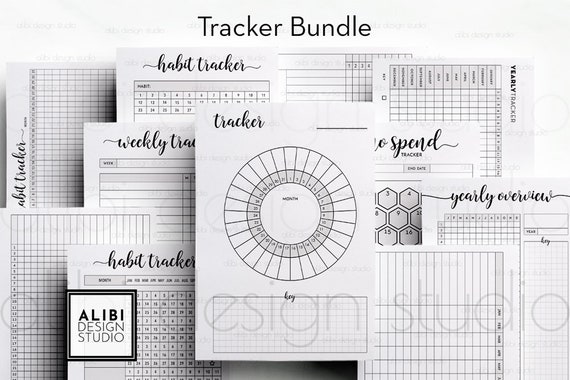 HP MINI, Tracker Inserts Habit Tracker Yearly Overview Monthly Planner Health Tracker Mood Journal MINI Happy Planner Printable Inserts
