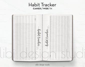 Cahier TN Habit Tracker Monthly Planner Traveler's Notebook Printable Inserts Midori Refill Wide TN