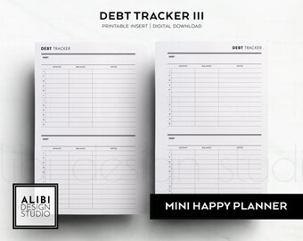 HP MINI Debt Tracker Financial Planner Budget Planner MINI Happy Planner Printable Planner Inserts