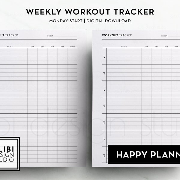 Happy Planner Workout Planner Exercise Log Workout Tracker Weekly Planner HP Classic Printable Planner Inserts