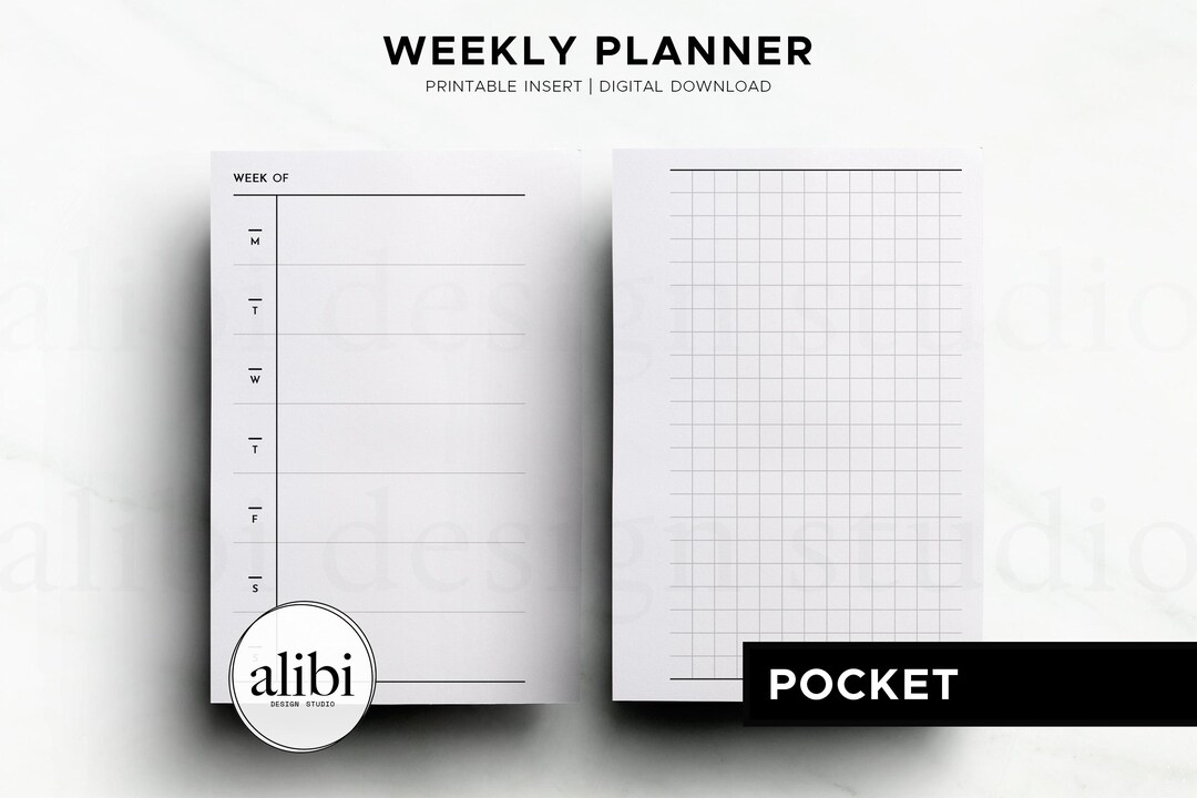 Pocket Weekly Planner Week at a Glance Pocket Printable Planner Inserts ...
