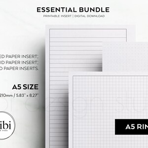 A5 Grid Paper Dot Grid Lined Paper Printable Inserts A5 Planner Inserts ...