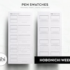 Hobonichi Weeks-penstalen Pentestpen Trackerpencollectie Inktstaal Kleurstaal Kaartsjabloon Hobo Weeks Afdrukbare inzetstukken
