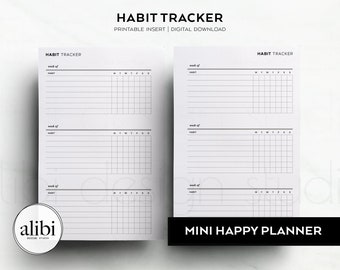 HP MINI Habit Tracker Weekly Planner Routine Tracker MINI Happy Planner Printable Inserts