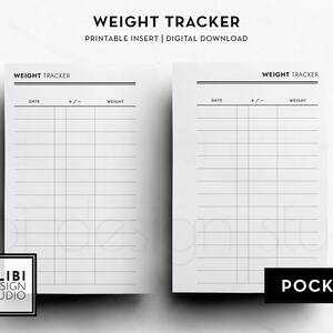 Pocket Weight Tracker Weight Log Printable Progress Tracker Pocket Printable Planner Inserts