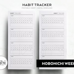 Rastreador de hábitos de Hobonichi Weeks, insertos imprimibles para planificador de Hobo Weeks, planificador mensual, rastreador mensual