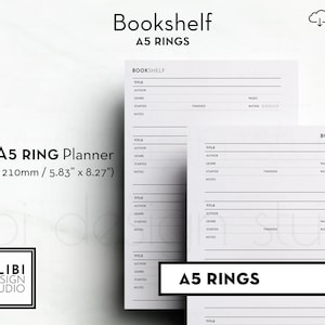 A5 Bookshelf Book List A5 Printable Planner Inserts Reading Journal ...
