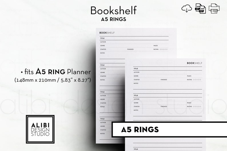 A5 Bookshelf Book List A5 Printable Planner Inserts Reading - Etsy