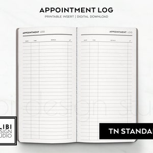 Standard TN, Appointment Log Travelers Notebook Printable Inserts Appointment Book Planner Appointment Tracker Doctor Visits Meeting Log