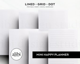 HP MINI Grid Paper Dot Grid Lined Paper Printables MINI Happy Planner Printable Inserts