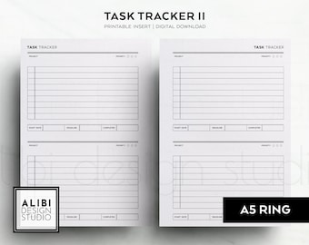 A5 Task Tracker Project Planner Work Planner Student Planner Productivity Planner Goal Planner A5 Printable Planner Inserts