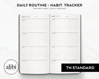 Standard TN Daily Routine Habit Tracker Weekly Planner Travelers Notebook Printable Inserts House Work Skincare Cleaning