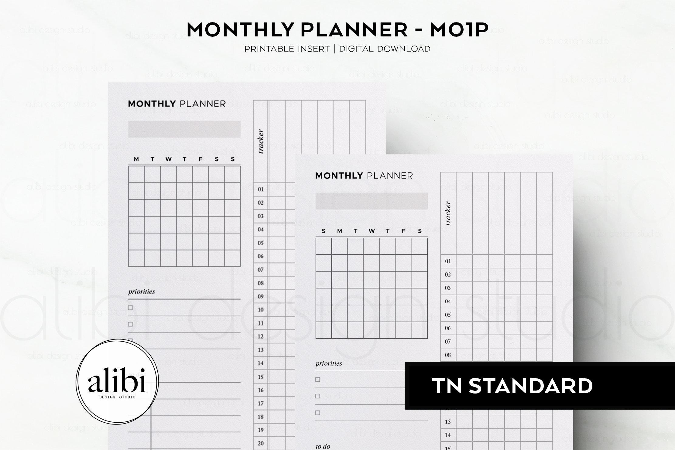 Standard TN Month at a Glance Habit Tracker Monthly Planner Traveler's ...