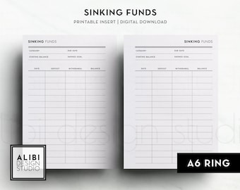 A6 Sinking Funds Savings Tracker Financial Planner Budget Planner A6 Printable Planner Inserts