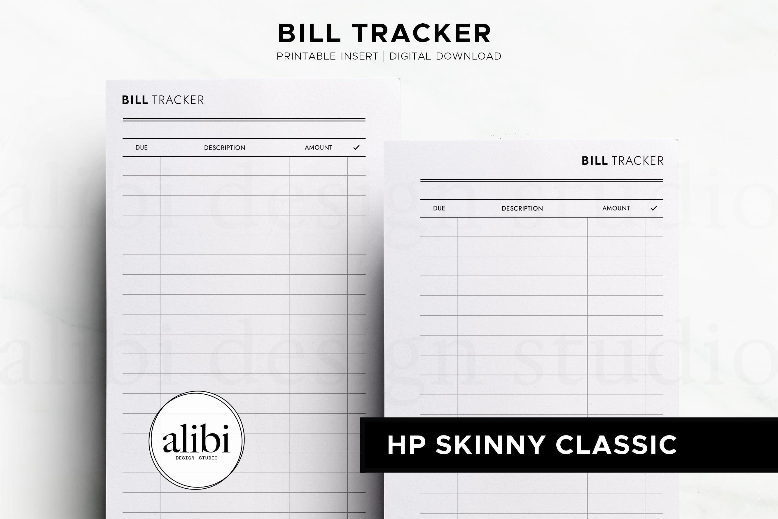 Skinny Classic Happy Planner Bill Tracker Monthly Budget Expense ...