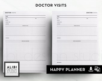 Planificador de visitas al médico, seguimiento de citas médicas, planificador de salud HP Classic, insertos médicos