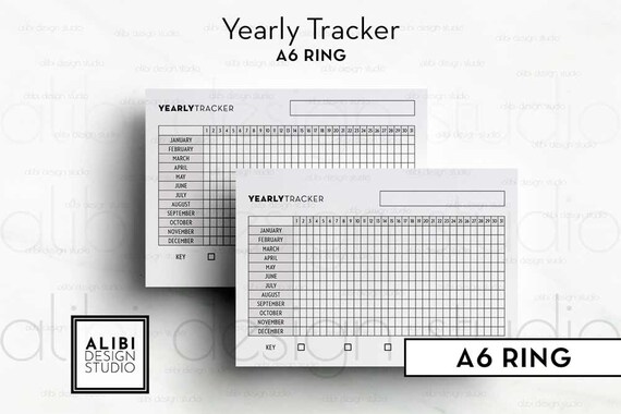 A6 Yearly Tracker Habit Tracker A6 Printable Planner Inserts | Etsy