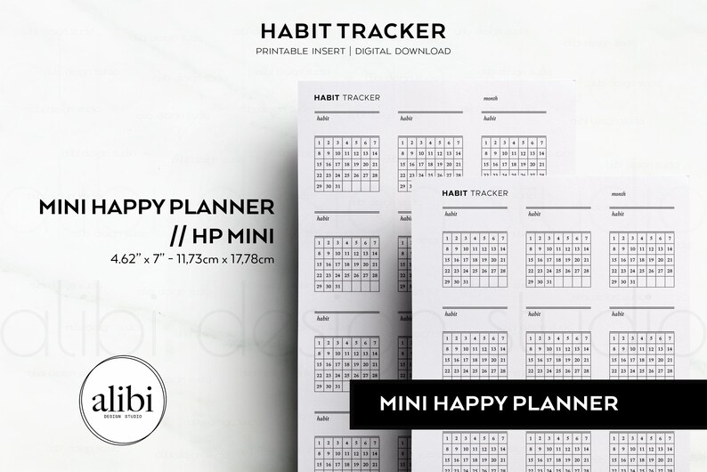 HP MINI Habit Tracker Monthly Planner MINI Happy Planner Printable ...