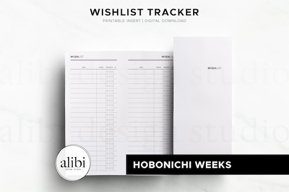 Hobonichi Weeks Wishlist Tracker Wishlist Planner Shopping List Printable Gift Priority List Planner | Hobo Weeks Printable Refill
