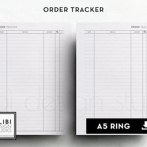 A5 Online Order Tracker Purchase Tracker Shopping Tracker Expense Tracker A5 Printable Planner Inserts