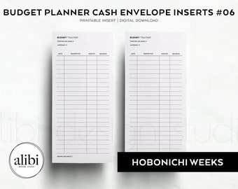Hobonichi Weeks Budget Planner Cash Envelope Inserts Hobo Weeks Printable Inserts Expense Tracker Cash Envelope Template #CE06