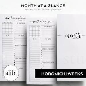 Planificador mensual de Hobonichi Weeks Calendario de cumpleaños Lista de tareas pendientes Resumen mensual de Hobonichi Weeks