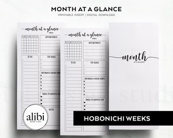 Hobonichi Weeks Monthly Planner Birthday Calendar To Do List Hobo Weeks Month at a Glance Monthly Overview