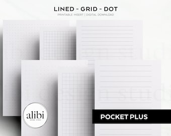 Pocket Plus Grid Paper Dot Grid Lined Paper Printables Pocket XL Printable Planner Inserts