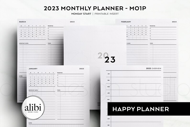 Happy Planner 2023 Monthly Planner Month on 1 Page 2023 Etsy