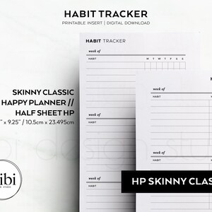 Skinny Classic Happy Planner Habit Tracker Weekly Planner Routine ...
