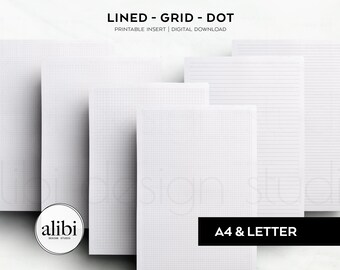 A4 and US Letter Size Grid Paper Dot Grid Lined Paper Printables Printable Planner Inserts