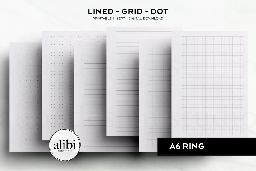A6 Grid Paper Dot Grid Lined Paper Printables A6 Printable Planner Inserts - Etsy