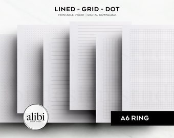 A6 Grid Paper Dot Grid Lined Paper Printables A6 Printable Planner Inserts