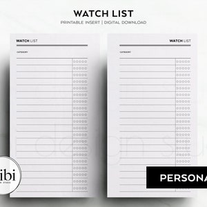 Personal Watch List Movie List Tv Series Tracker Tv Show List Personal Printable Planner Inserts