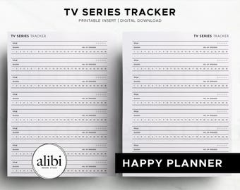 Planificador Happy Planner, rastreador de episodios de series de televisión, inserto para agenda HP Classic imprimible, registro de episodios de series de televisión