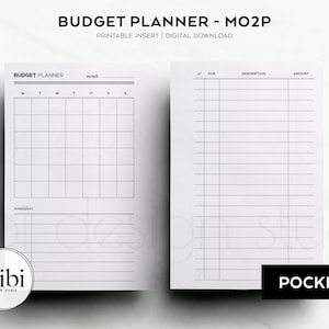 Pocket Budget Planner Bill Tracker Monthly Planner Expense Tracker Mo2P Pocket Printable Planner Inserts