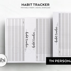 Personal TN Habit Tracker Monthly Planner Traveler's Notebook Printable Inserts Refill image 3