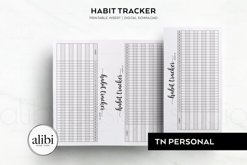 Personal TN Habit Tracker Monthly Planner Traveler's Notebook Printable Inserts Refill image 3