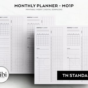Standard TN Month at a Glance Habit Tracker Monthly Planner Traveler's ...