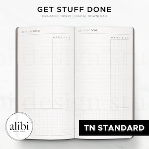 Standard TN Weekly Habit Tracker Printable Traveler&#39;s Notebook Midori Regular Printable Planner Insert Get Stuff Done | Digital Download PDF