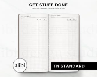 Standard TN Weekly Habit Tracker Printable Traveler's Notebook Midori Regular Printable Planner Insert Get Stuff Done | Digital Download PDF