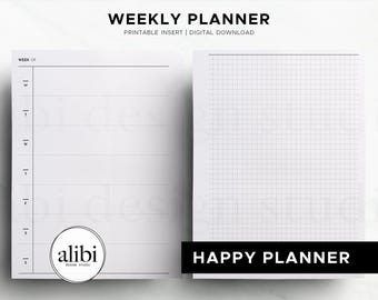 Happy Planner Weekly Planner Grid Paper HP Classic Printable Planner Inserts Hobonichi Weeks Style Grid Journal